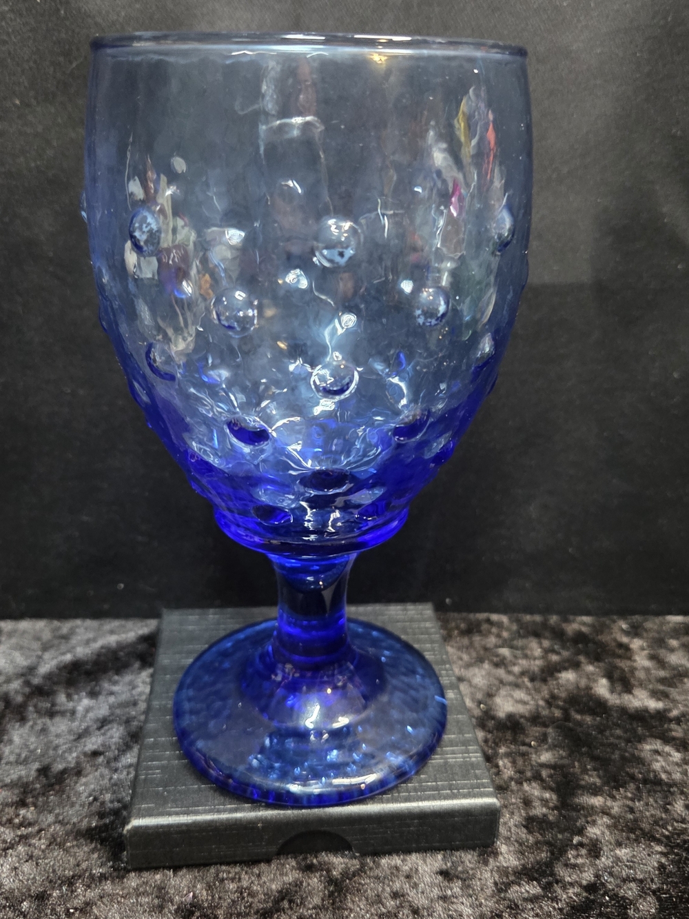Vintage Libbey Glass Hobnail Cobalt Blue Goblet
